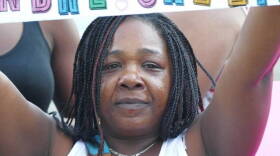 Monica Lamb, an aunt of Andre Green at a vigil Tuesday night.