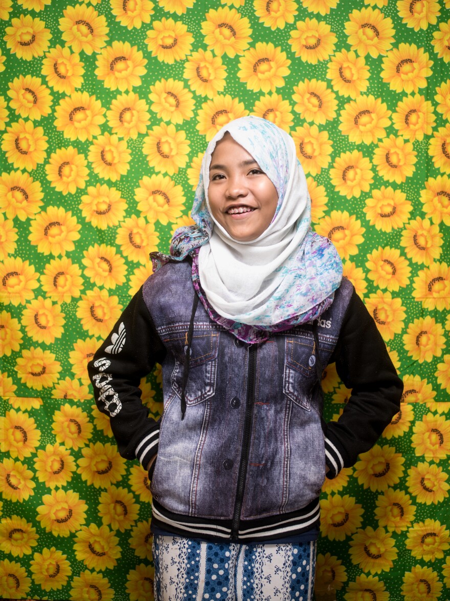 This Filipina teenager is now living in an evacuation center after her family fled fighting between the military and militants in the southern city of Marawi in 2017.