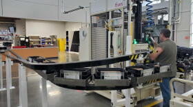 An employee working on one of the production lines at Fiat Chrysler Automobiles Tipton Transmission Plant.