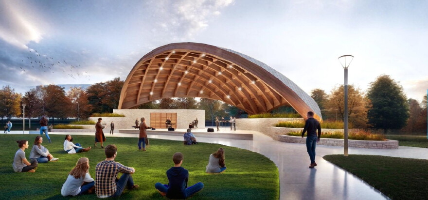 A rendering of the planned bandshell at Howard Park in South Bend.
