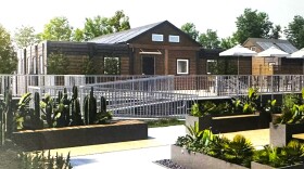 An artist's illustration of a new housing complex under construction in Camarillo focused on helping Ventura County's homeless.