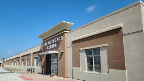 The SRC Community Outreach Center occupies about one-third of the building. The college hopes to have the rest of the former retail store renovated by the fall of 2024.