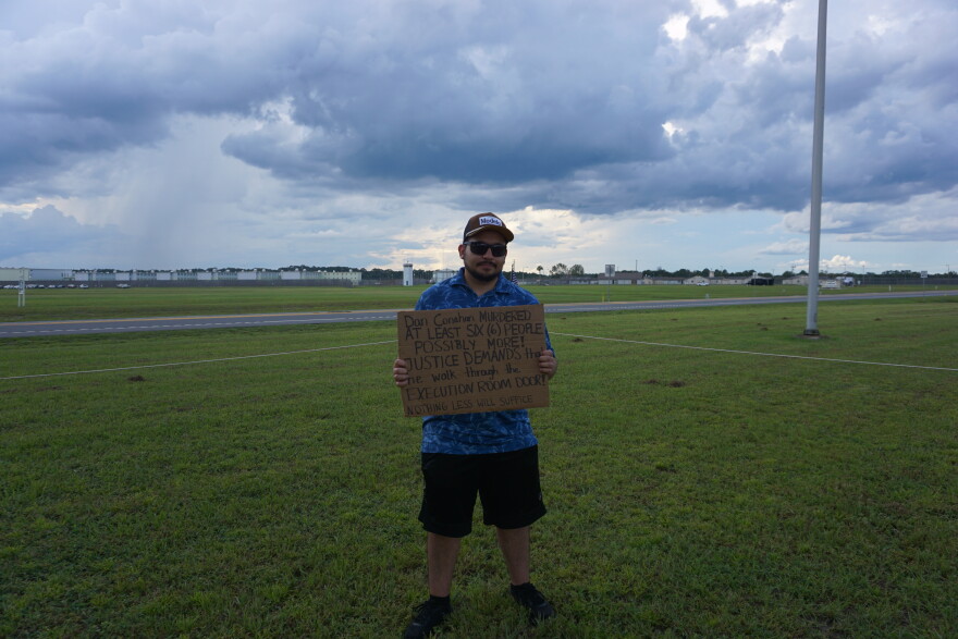 Daniel Garcia drove from South Carolina to support the execution of Daniel Conahan Jr. at Florida State Prison. (Alexa Ryan/WUFT News)