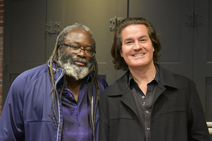Awadagin Pratt and Zuill Bailey outside the KPBX studio