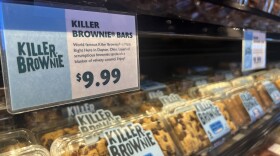 Pre-packaged boxes of Killer Brownies sit on a deli shelf at Dorothy Lane Market