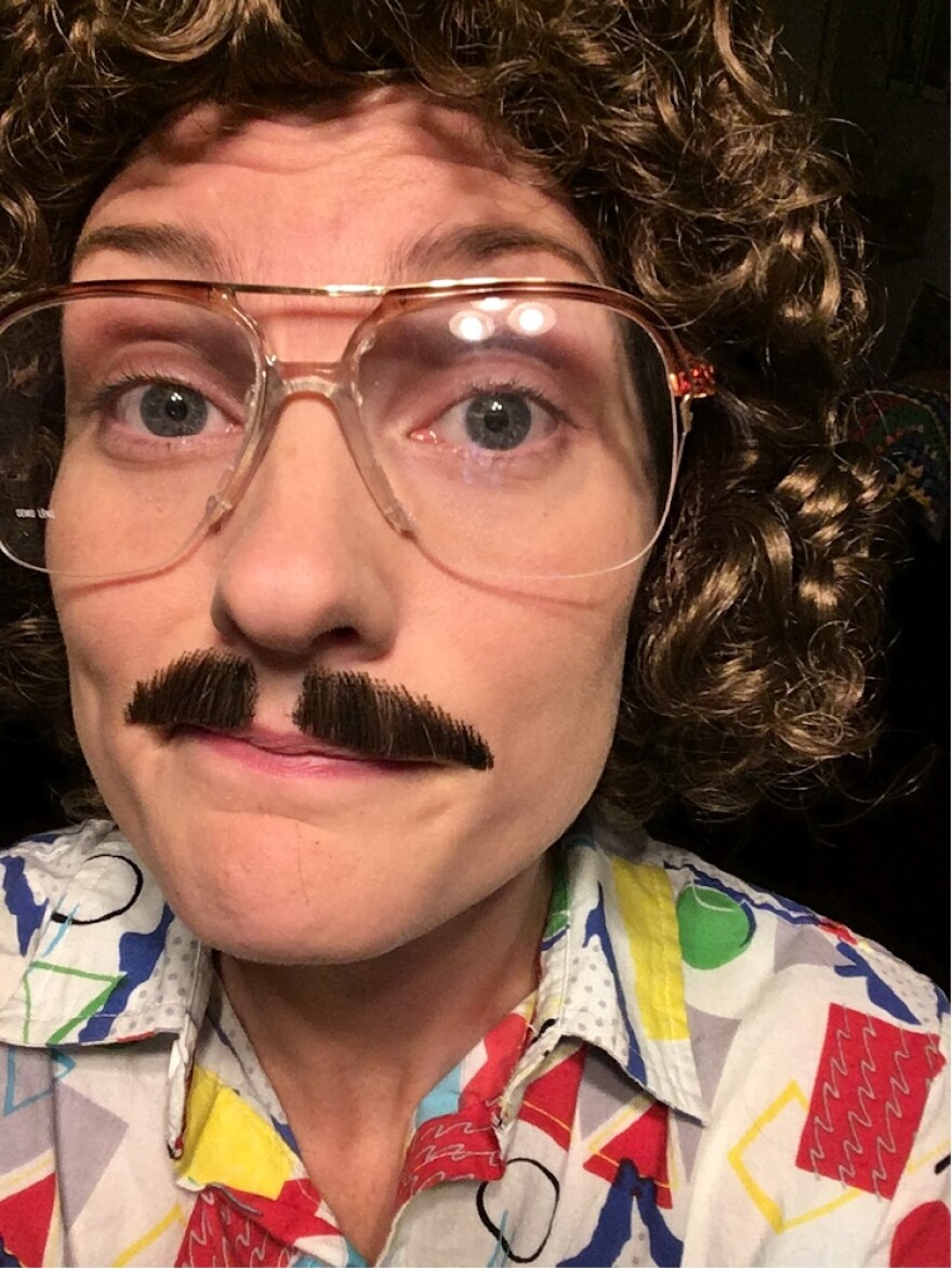 Close-up of a person dressed as "Weird" Al Yankovic