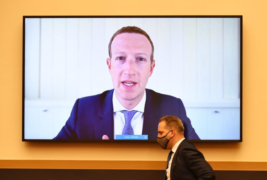 Facebook CEO Mark Zuckerberg speaks via video conference during the House Judiciary Subcommittee on Antitrust, Commercial and Administrative Law hearing on Online Platforms and Market Power on Capitol Hill.