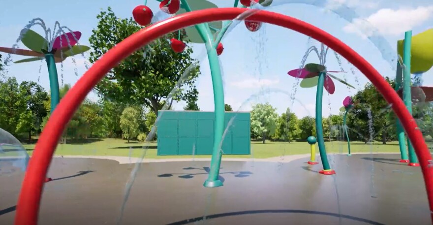 A video still from the splash pad rendering supplied to the city from the manufacturer. This facility will be located at Iglehart Park in Evansville's North side.