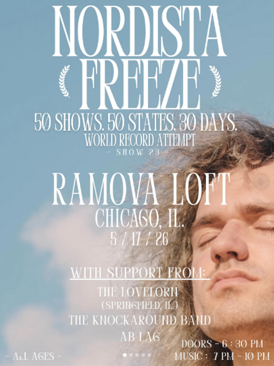 Nordista Freeze 50 Shows in 50 States in 30 days show poster for Chicago, May 17, 2026