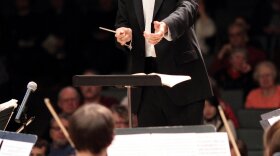 Evan Meccarello, conductor of the Hochstein Alumni Orchestra