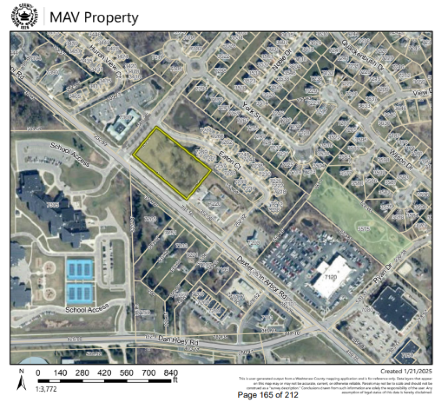 Map of land up for sale in City of Dexter. Voters will decide on its sale on August 5th.