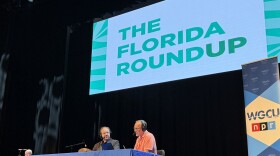 SA���ʴ�ı's Tom Hudson (left) on stage with during a live broadcast with an audience at the Central Florida Public Media studios on February 27, 2026.