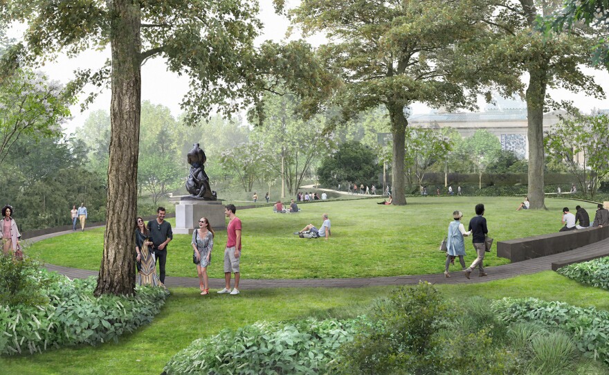 Renderings of the Fine Arts Garden restoration
