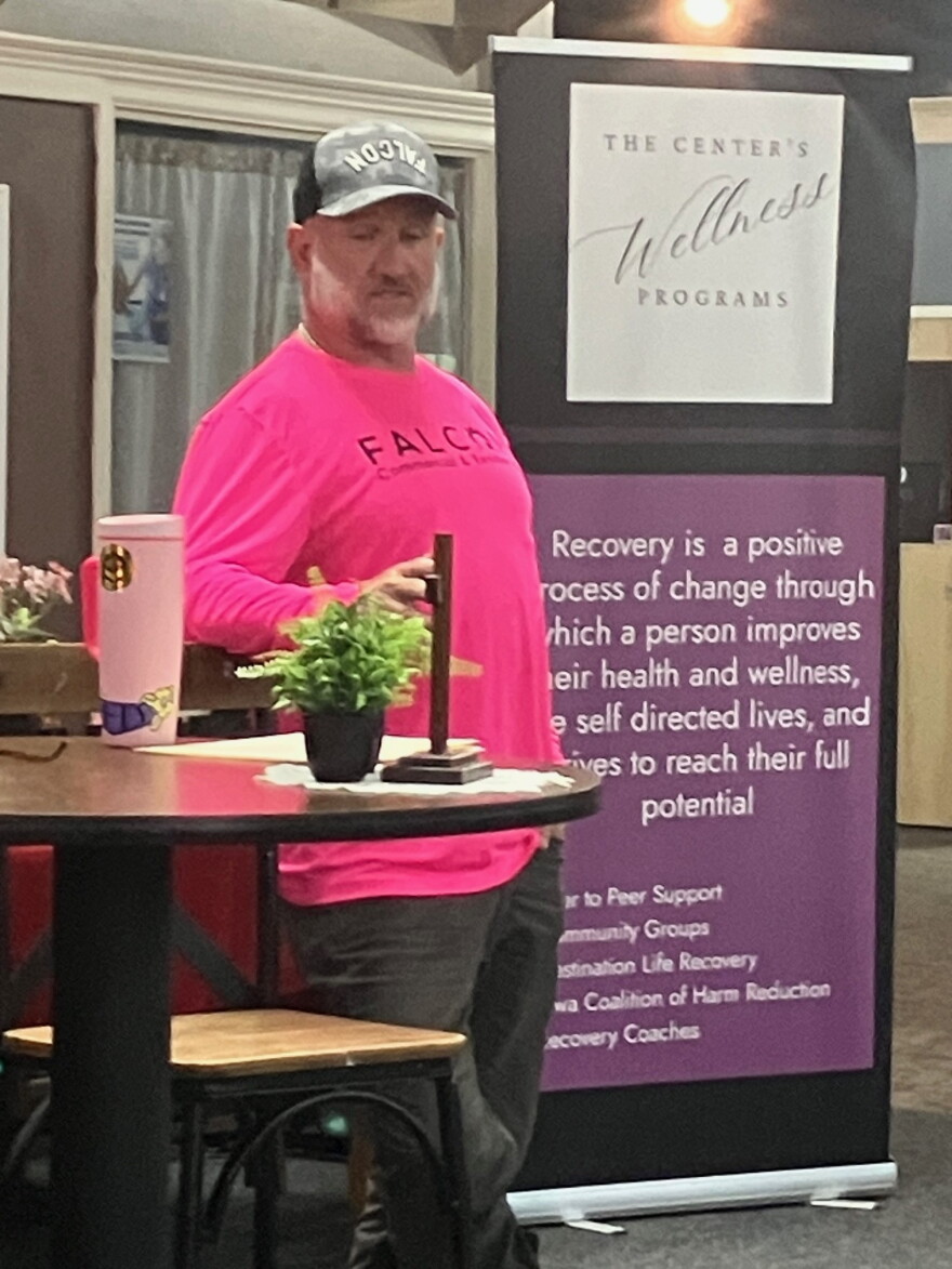 Shawn Manning of Davenport-based Falcon Home Improvement speaks at The Center Wednesday, Sept. 30, 2026.