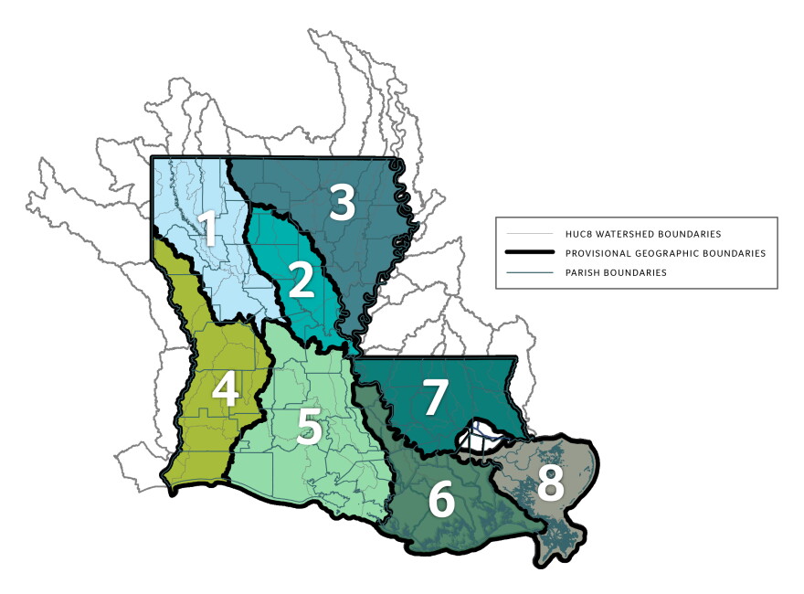 The Louisiana Watershed Initiative committee worked on this map for nearly a year, taking it on tour across the state and soliciting input from local officials. The final map was approved in August. 