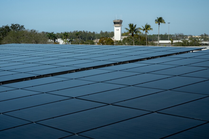 Naples Airport's new rooftop solar array can produce approximately 100 kilowatts of AC-generating capacity per day.