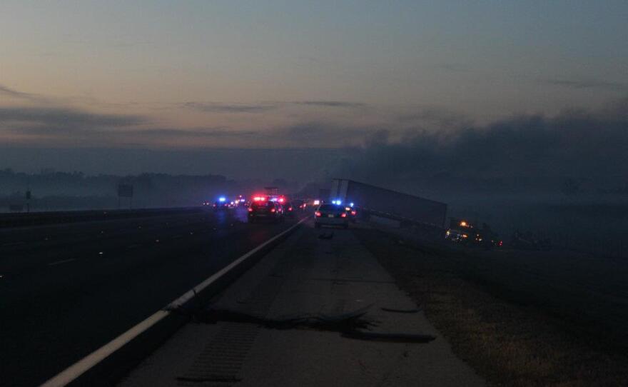 Aftermath of the deadly pile-up on January 29, 2012 south of Gainesville, Florida.