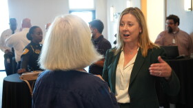 Karen Jumonville, one of the three finalists for Tallahassee City Manager, talks during the finalist meet-and-greet event on Sept. 1, 2026.