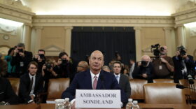 U.S. Ambassador to the European Union Gordon Sondland arrives to testify before the House Intelligence Committee on Capitol Hill in Washington, Wednesday, Nov. 20, 2019, during a public impeachment hearing of President Donald Trump's efforts to tie U.S. aid for Ukraine to investigations of his political opponents. (Andrew Harnik/AP)