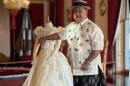 Historic costume designer Iris Gil Viacrusis presents his recreation of Princess Kaʻiulani's ivory ball gown at ʻIolani Place. (Oct. 16, 2026)