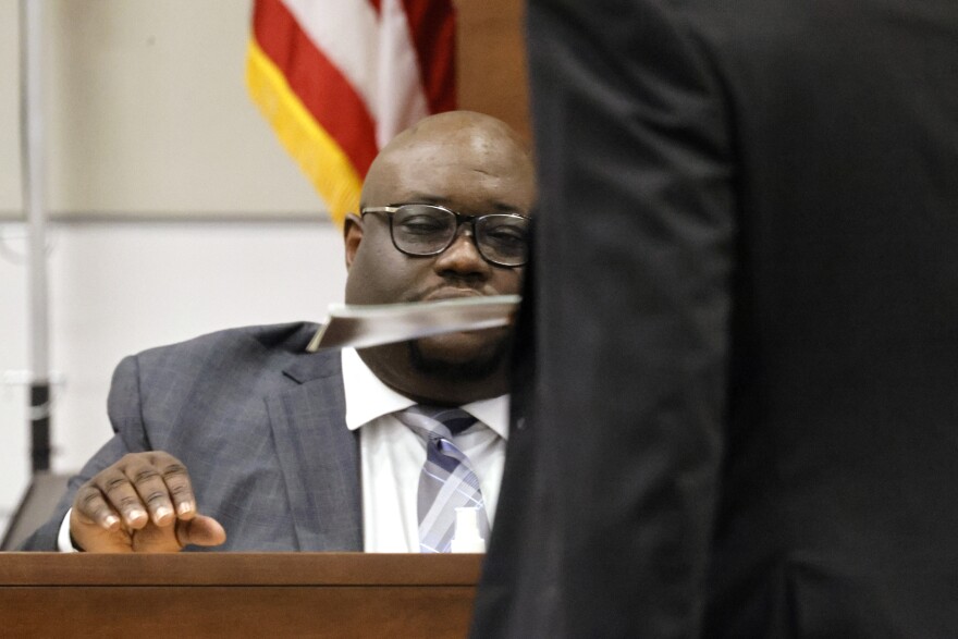 Dr. Marlon Osbourne, assistant medical examiner for Palm Beach County, testifies about the gunshot wounds victim Gina Montalto sustained in the mass shooting. Nikolas Cruz is being tried in the penalty phase of his trial at the Broward County Courthouse in Fort Lauderdale on Wednesday, July 26, 2022.