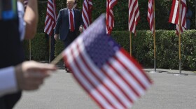 President Trump arrives for a "Celebration of America" event on the South Lawn of the White House in Washington, Tuesday, June 5, 2018. (Susan Walsh/AP)