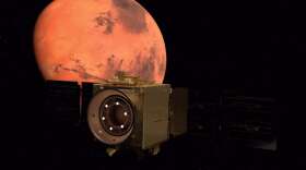 UAE's Hope orbiter arrived at Mars Tuesday, the country's first mission to the red planet. Photo: UAE. 