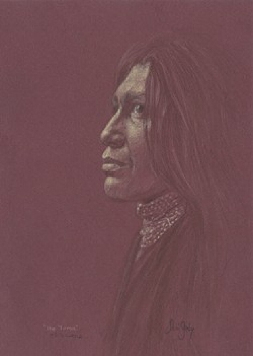 A drawing by Sari Gaby, after an Edward Curtis photograph.