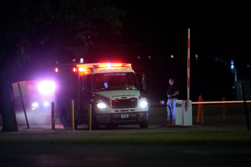 Emergency vehicles arrive at Riverbend Maximum Security Institution after the execution of Christa Pike was halted Wednesday.