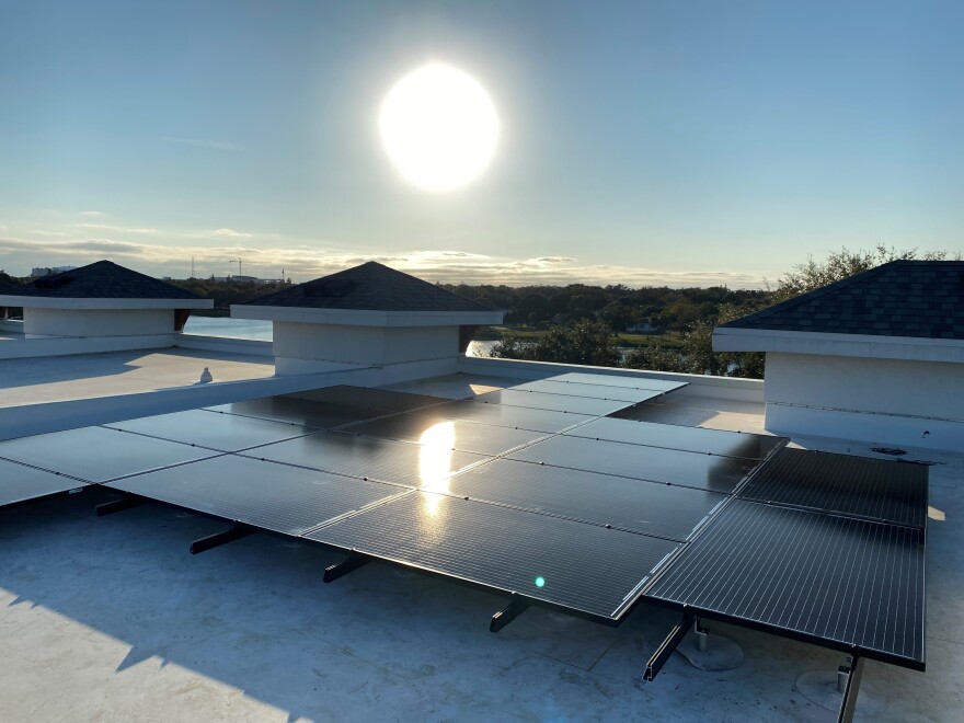 Solar panels atop of a St. Petersburg residence. 