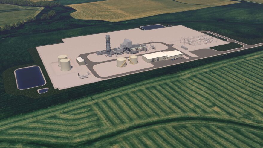 A rendering of the planned natural-gas fired power plant planned for Maysville, Iowa.