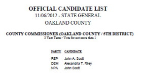 The candidates for Oakland County Commissioner in the 5th District. 