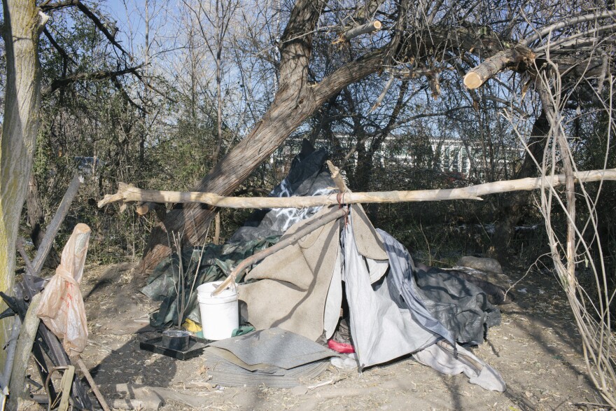 The city's homeless live in encampments like this one in South Salt Lake.