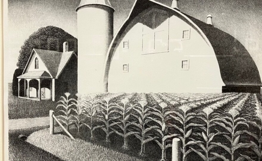 A Grant Wood lithograph in the contemporary Stanley Gallery.