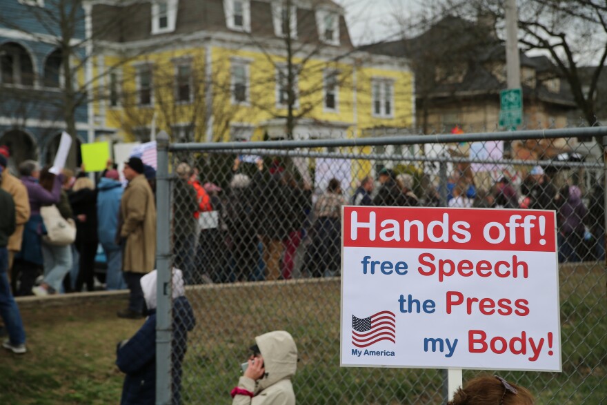 Protesters marched down Hope, Thayer and Angell streets on Providence’s East Side.