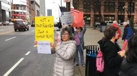 Protesters demonstrated at U.S. Sen. Rob Portman's (R-OH) Columbus office Thursday.