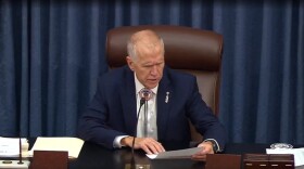 Sen. Thom Tillis of North Carolina reads the final vote tally in a bill that gives federal recognition to the Lumbee Tribe of North Carolina on Dec. 17, 2025.