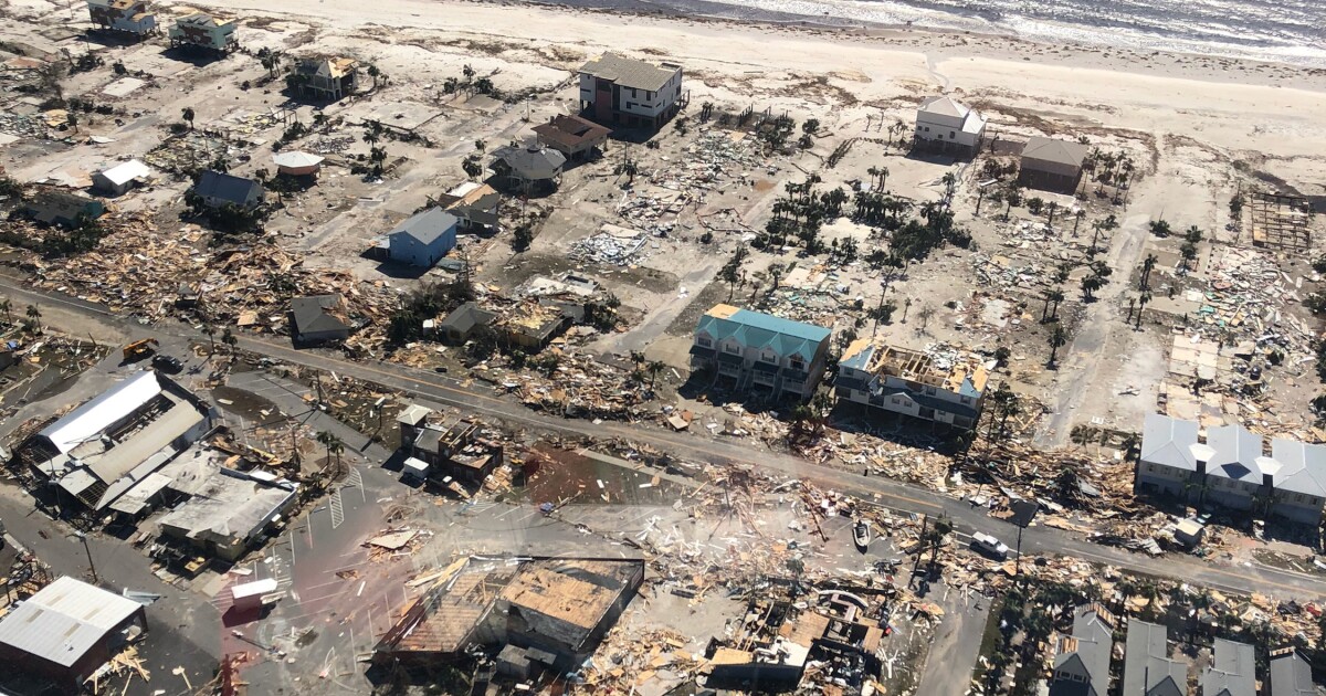 An aerial photo shows homes and businesses destroyed after Hurricane Michael smashed into Florida's northwest coast in