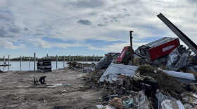 The coastline in Steinhatchee remains covered in debris on Oct. 3, 2024, following Hurricane Helene.