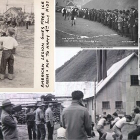 A compilation of images celebrating Alaska's history of baseball and other summer celebrations on the America250-Alaska homepage.