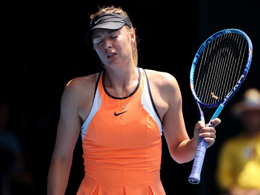 Maria Sharapova during her quarterfinal match at the Australian Open tennis tournament in January. A drug test Sharapova took during the event later came back positive for the banned substance meldonium.