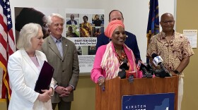 Dr. LaVonne Ansari flanked by Senator Kirsten Gillibrand, Niagara Falls Mayor Rob Restaino, Congressman Tim Kennedy and Pastor George Nicholas