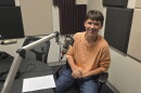William Wujek at the mic in NPR Illinois Studio F