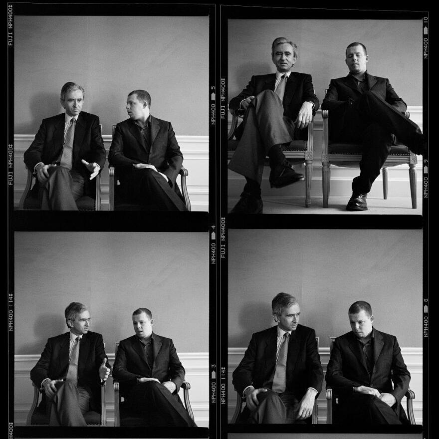 Bernard Arnault (left), the real-estate-developer-turned-luxury-fashion-magnate, and Alexander McQueen were photographed in 1998 for Holly Brubach's profile of Arnault for <em>The New York Times</em>. Arnault had appointed McQueen as Givenchy's head designer two years earlier.