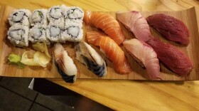 Blue fin loin, hamachi, saba and a scallop roll at Bob Wasabi Kitchen.