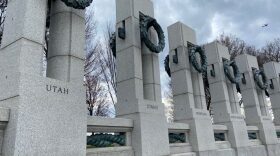 The World War II Memorial in Washington, D.C., pays tribute to the 16 million Americans who served during the war. Granite columns at the memorial represent each U.S. state and territory at the time of World War II. (Christina Lords/Idaho Capital Sun)