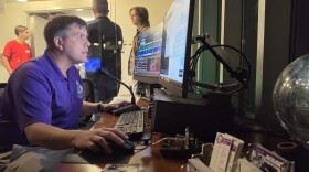 Nathaniel Frissell, associate professor of physics and engineering, connects with another ham radio operator during club night at the University of Scranton on Thursday. He will serve as the principal investigator of the project, titled “Discovering the SPARC: Space Physics Through Amateur Radio Connections.”