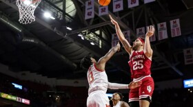 Indiana's Race Thompson gets off a shot in the paint against Maryland Tuesday night.