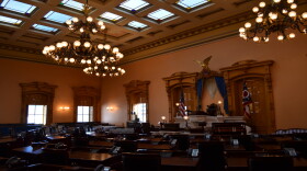 The empty Ohio Senate chamber