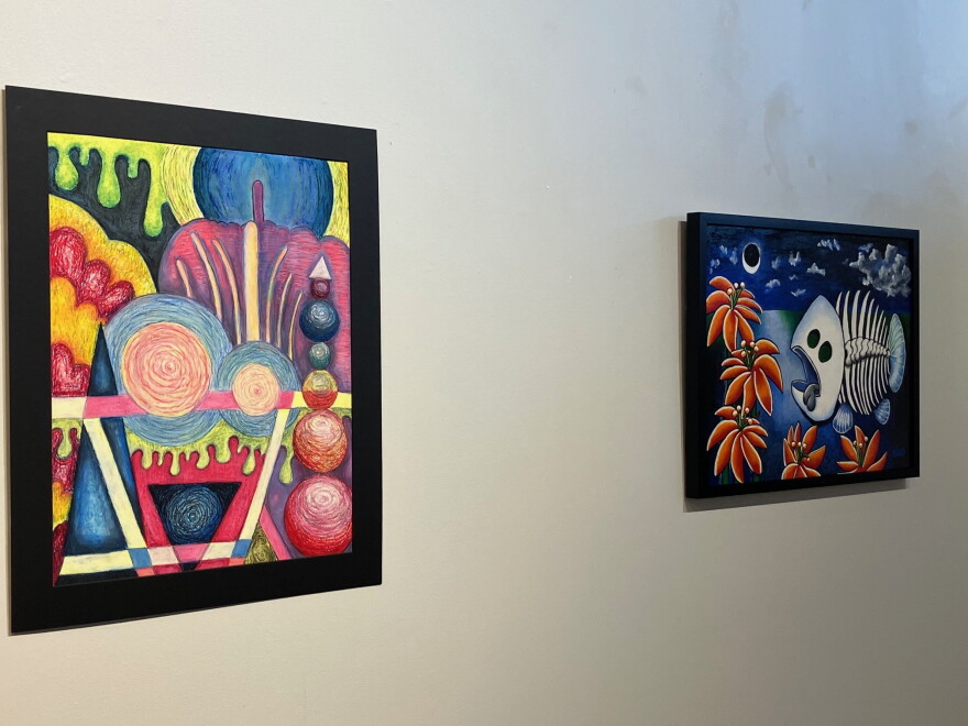Two of the paintings in "The Monsters Under My Bed," on display at Quad City Ars, 1715 2nd Ave., Rock Island, from Oct. 9-Dec. 7, 2026.